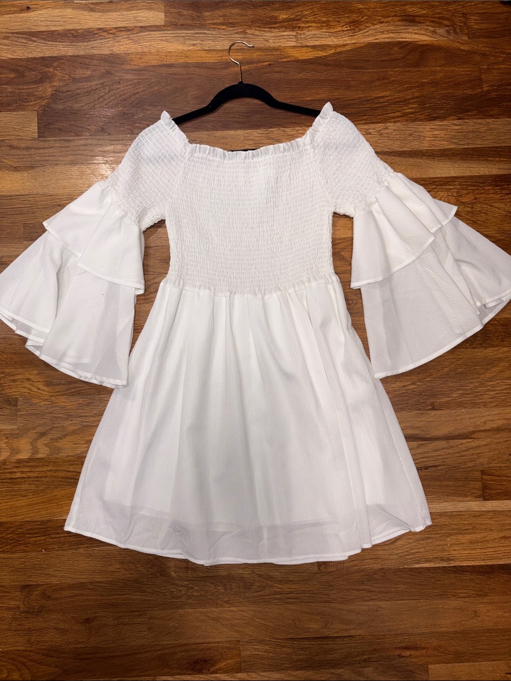 SHEIN white tiered bell sleeve dress